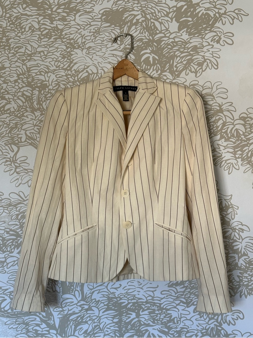 Vintage Ralph Lauren Cream Pinstripe Women's Blazer
